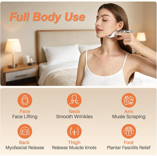 Pressure Point Massage Tool for Deep Tissue - Metal Gua Sha Tools | Metal Muscle Scraper | Thumb Saver | Acupressure Tool for Trigger Point & Pain Relief, Travel Pouch