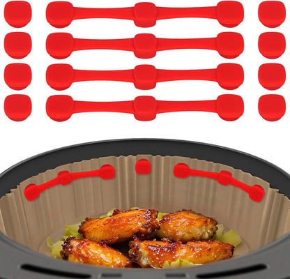 Air Fryer Magnets for Parchment Paper, Upgraded Powerful Magnetic Silicone Buckle for Holding Down Parchment Paper Liners, Lock Disposable Liners Safely and Prevent Paper to Burn