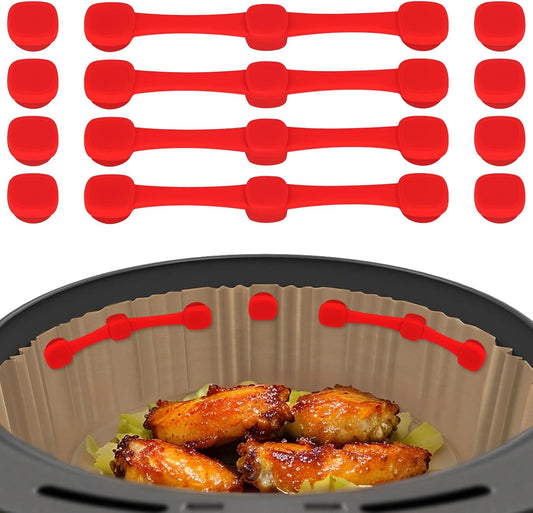 Air Fryer Magnets for Parchment Paper, Upgraded Powerful Magnetic Silicone Buckle for Holding Down Parchment Paper Liners, Lock Disposable Liners Safely and Prevent Paper to Burn