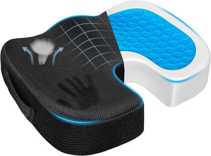 Season Guard Gel Memory Foam Seat Cushion for Tailbone Pain Relief, Black