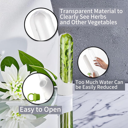PLBSE Herb Saver Pod Containers, Herb Fresh Keeper for Refrigerator, Keeps Vegetables Fresh for 2-3 Weeks (White)