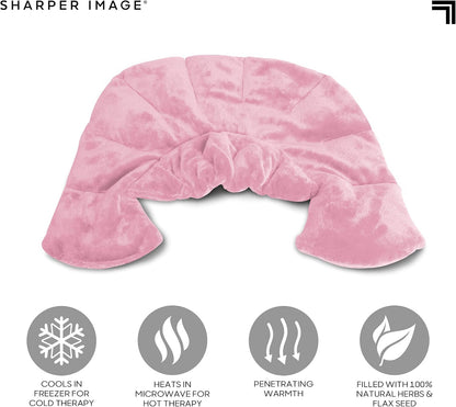 Sharper Image Heated Neck & Shoulder Wrap - Microwavable Warm & Cooling Plush Pad, Scented Aromatherapy (100% Natural Lavender & Herb Spa Blend), Pain Tension Headache Relief Therapy, Gift for Women