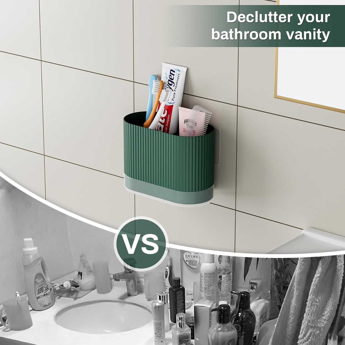 Large White Kids Toothbrush Holder for Bathroom with Drainage Tray 3 Slots | Cute Plastic Toddler Tooth Brush and Toothpaste Holder Organizer Caddy, White Bathroom Accessories Decor