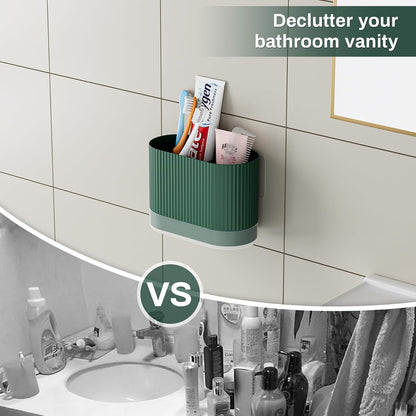 Large White Kids Toothbrush Holder for Bathroom with Drainage Tray 3 Slots | Cute Plastic Toddler Tooth Brush and Toothpaste Holder Organizer Caddy, White Bathroom Accessories Decor