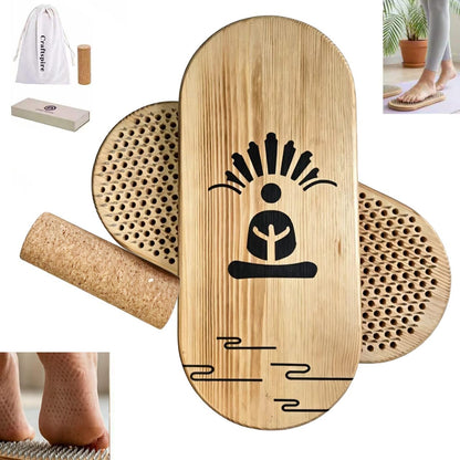 Sadhu Board Set, Wooden Board with 10mm Nail Spacing & Galvanized Nails, Acupuncture Foot Massage Tool for Standing, Yoga, Mindfulness & Meditation, Gift Box, Storage Bag & Cork Roller