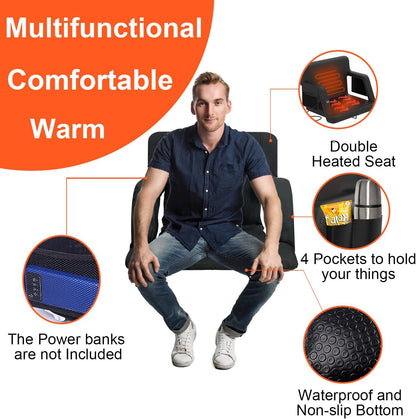 Heated Stadium Seats for Bleachers, Portable Reclining Stadium Chair with Back Support and Arm Support,3 Heating Level - Perfect for Outdoor Sports