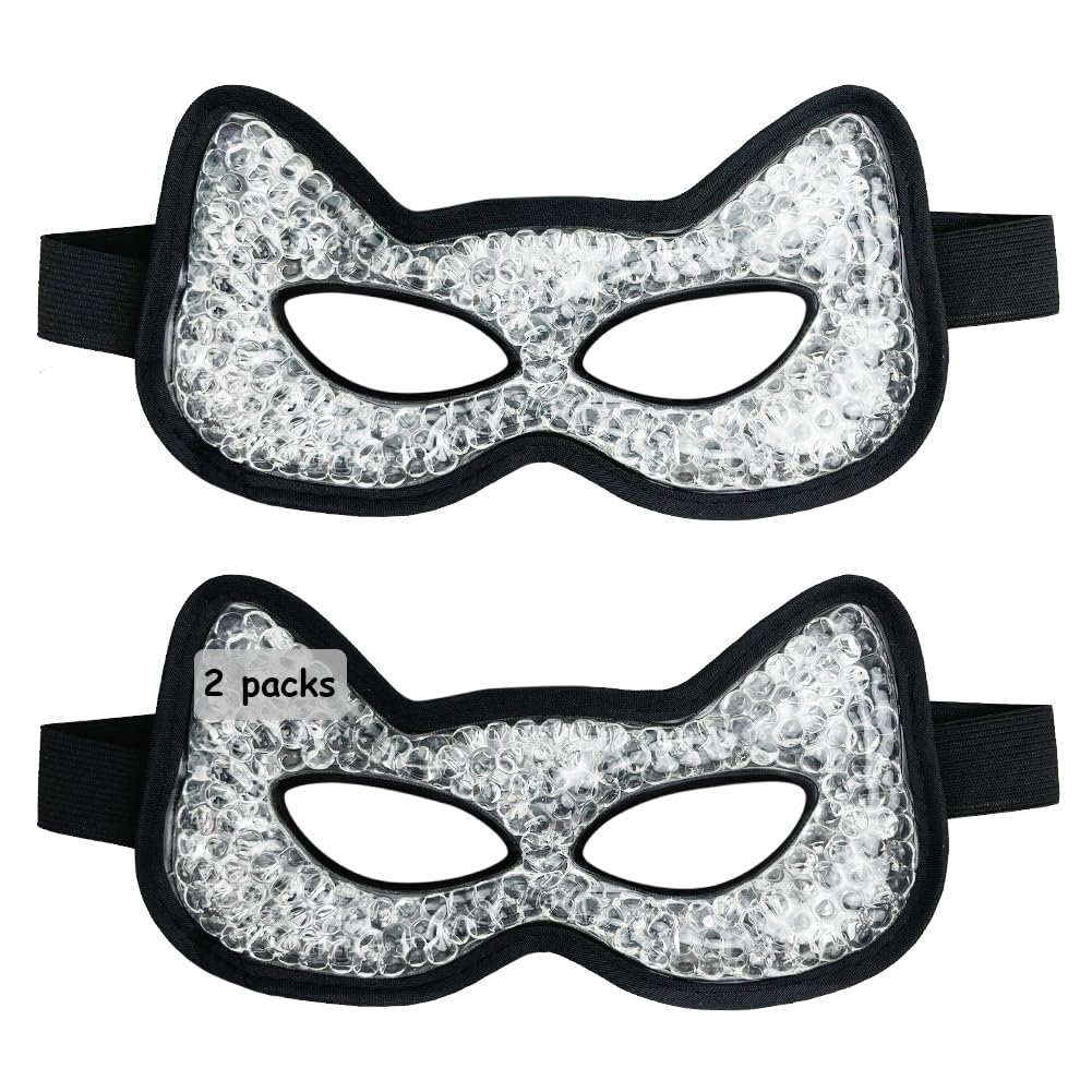 Cooling & Heating Eye Mask - Hot/Cold Use for Puffy Eyes, Headaches, Migraines, Sinus & Dark Circles (2 Packs Blue)