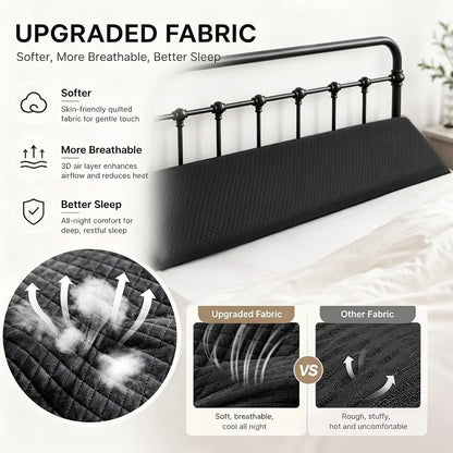 Twin Bed Wedge Pillow for Headboard Gap/Bed Gap Filler Black | Long Triangle Corner Pillows with Pockets,Dense Foam,Pillow Prevents Stuff Drops, Between Twin Mattress and Frames Home Decor