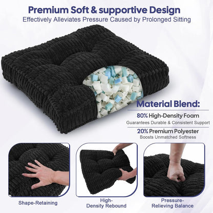 idee-home Recliner Cushions with Lumbar Support Pillow Set for Elderly | 20x20x5 Inch Recliner Seat Cushion Tufted, Large Square Seat Cushion Non-Slip Reduce Hip & Lumbar Pain
