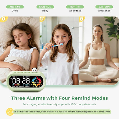 Mooking 3 in 1 Digital Alarm Clock for Bedroom with Visual Timer for Kids