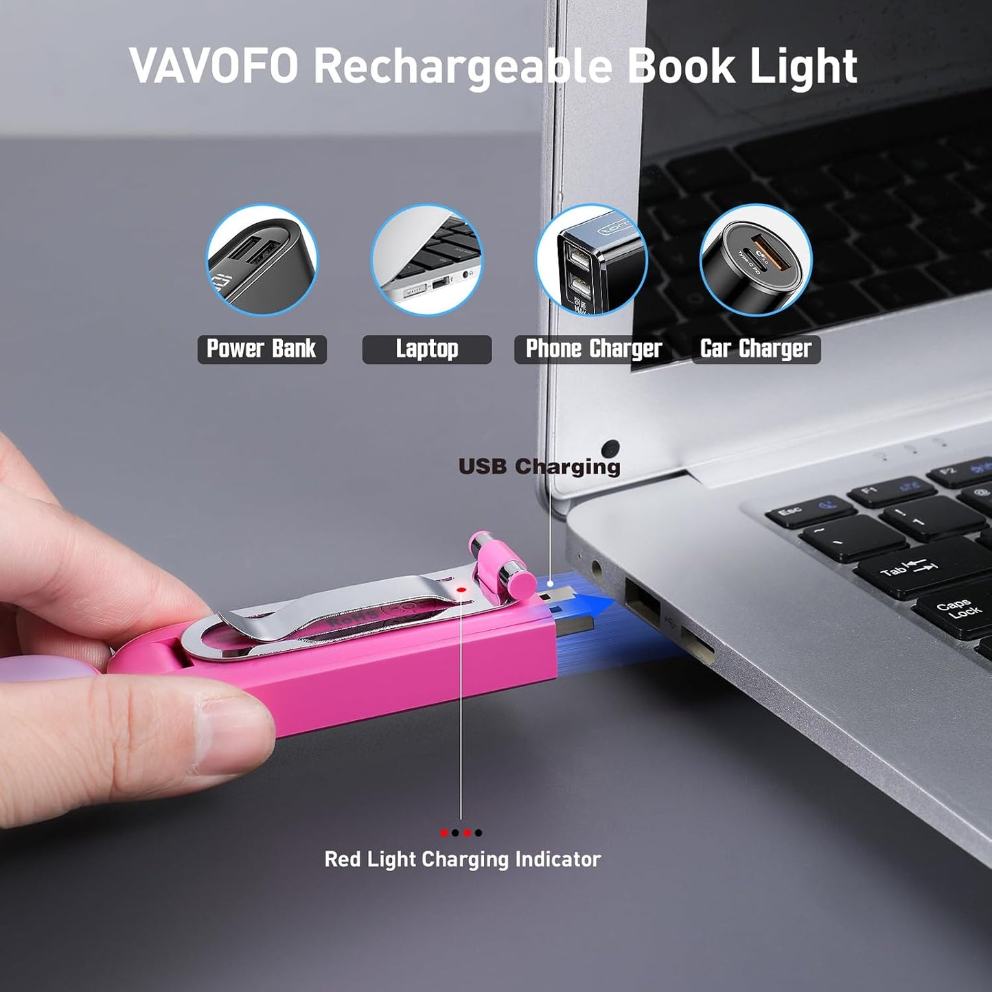 VAVOFO USB Rechargeable Bookmark Reading Light, Blue Light Blocking Amber LEDs for Bedtime Reading - Clip On, 9 Lighting Modes
