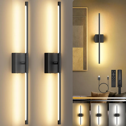 10000mAh Rechargeable Wall Lights, Black Gold, 29 Inch, 3CCT, 2 Pack