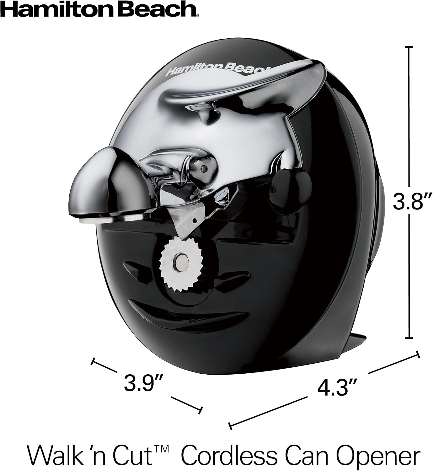 Hamilton Beach Walk 'n Cut Hands-Free Cordless Electric Can Opener | Automatic & Hand-Free | Rechargeable | Opens Any Size Can |Easy Clean Removable Blade | Black | 76501G