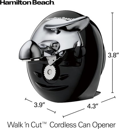 Hamilton Beach Walk 'n Cut Hands-Free Cordless Electric Can Opener | Automatic & Hand-Free | Rechargeable | Opens Any Size Can |Easy Clean Removable Blade | Black | 76501G