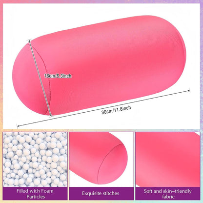 Geelin 2 Pcs Microbead Roll Pillow 11.8 x 6.3 Inch Soft Pillow Bolster Cylindrical Pillow Microbead Pillows for Sleeping Home Travel Neck Head Back Support Rest (Violet, Black)
