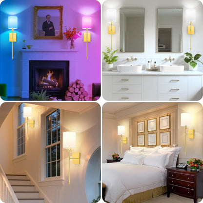 Battery Operated Wall Sconces Set of 2, Rechargeable Sconces with Remote