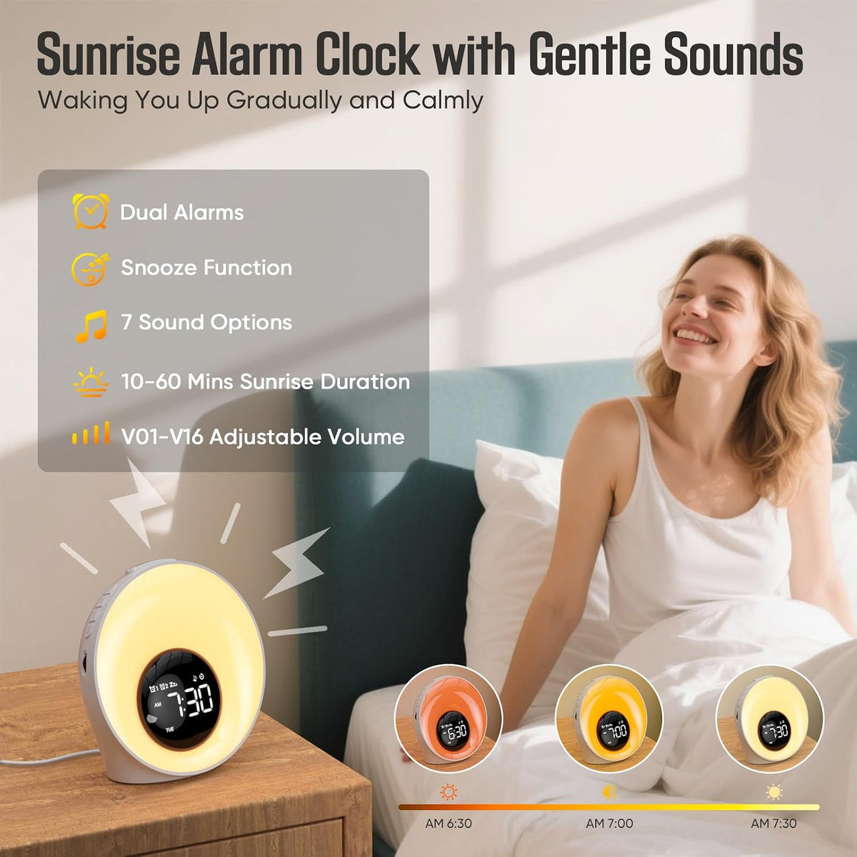 Sunrise Alarm Clock, Wake Up Light, Sleep Sound Machine for Bedroom