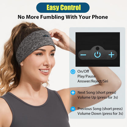 BORAYDA 2-Pack Bluetooth Headband, Bluetooth 5.4 Sleeping Headphones,18 Hours Play Time,HD Stereo, Built-in Microphone, Workout, Running, Sports, Men/Women Giftv