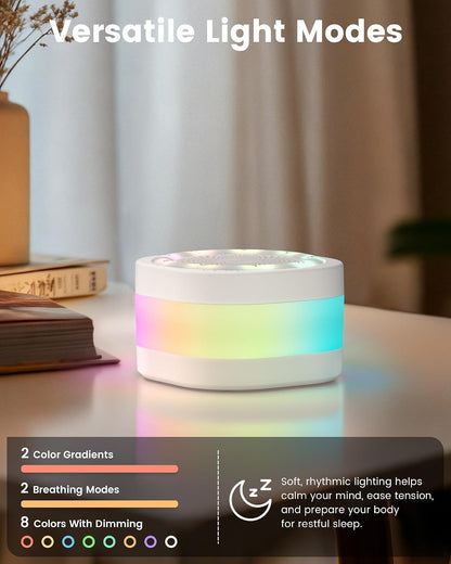 Glocusent White Noise Sound Machine with 44 Soothing Sounds 12 Colors Night Light Noise Machine for Baby Kids & Adults Sleep Machines, Sound Therapy for Home, Travel, Registry Gift