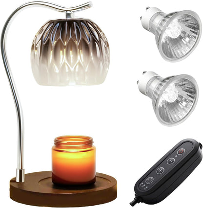 Fragrance Candle Warmer Lamp with 2 Bulbs Electric Candle Warmer with Timer & Dimmer for Home Decor