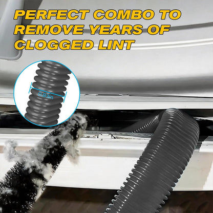 Sealegend 2 PCS Dryer Vent Cleaner Kit, Dryer Lint Vacuum Attachment&Brush | Blue Dryer Vent Vacuum Hose Dryer Lint Remover Brush for Dryer and Washer,Deep Traps Cleaning Tool Fits Most Vacuums