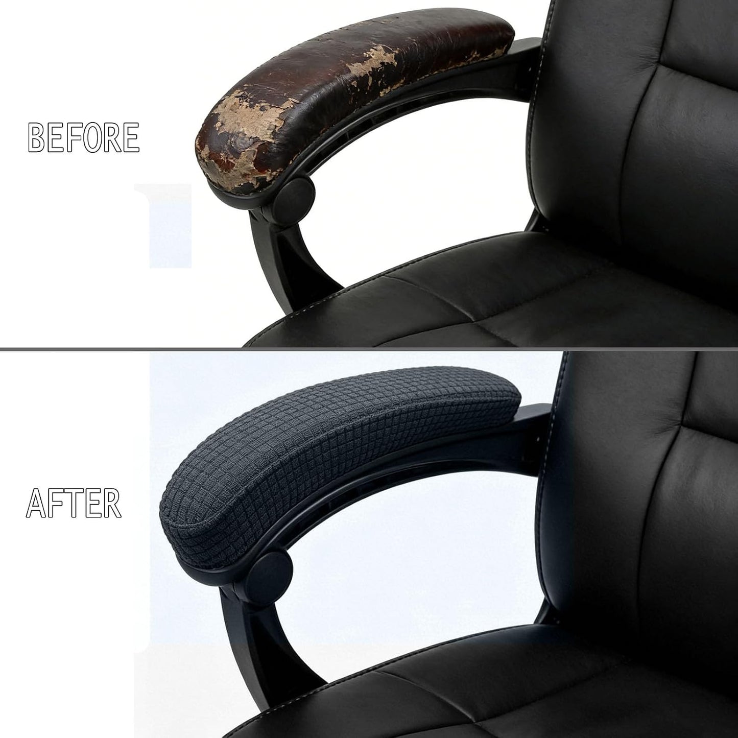 Melaluxe Office Chair Armrest Covers, Stretchable Removable Washable Chair Arm Covers, Elastic Desk Computer Gaming Chair Arm Rest Protector Slipcovers (Black)