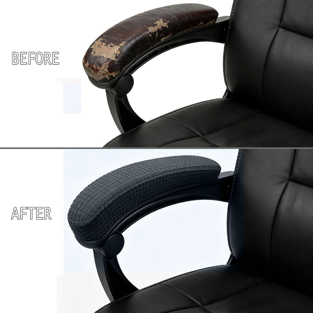 Melaluxe Office Chair Armrest Covers, Stretchable Removable Washable Chair Arm Covers, Elastic Desk Computer Gaming Chair Arm Rest Protector Slipcovers (Black)