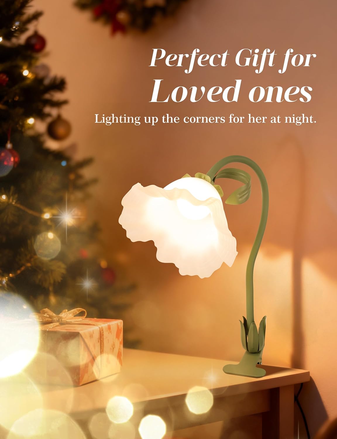 Flower Clip On Desk Lamp for Home and Dorm - Cute Floral Clip On Bedside Book Reading Light, Pink Flower Bunk Bed Lighting, Kawaii Led Flexible Gooseneck Table Lamp for Headboard with Clamp