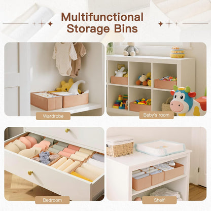 Drawer Organizer Clothes, 10 Pack Dresser Organizer for Baby Clothes, Underwear, Sock- Foldable Closet Organization and Storage Dividers Bins for Nursery, Bedroom (Beige)