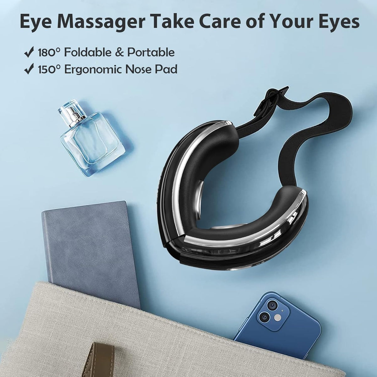 Eye Massager with Heat and Cooling for Migraine Dry Eyes Relief, Rechargeable Bluetooth Music Migraines Relief Eye Massager Improve Sleeping Gifts for Women Men
