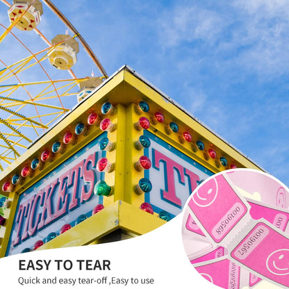 L LIKED Smile Raffle Tickets Roll 1"x2" for Events 1000 Pink | Smile Face Design, Perforated with Consecutive Numbers, Great for Entry, Class Reward & Fundraiser