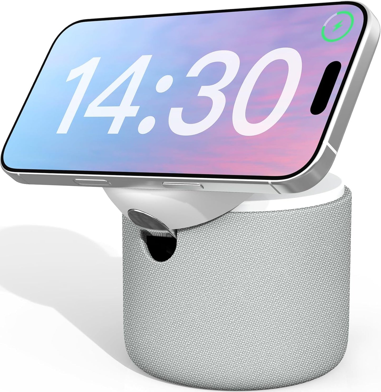 ANJANK White Noise Sound Machine with Wireless Charger Stand, 20 Soothing Sleep Sounds, 32-Levels Volume, Auto-Off Timer, Magnetic Charging for iPhone, White Noise Machine for Adults, Home, Travel