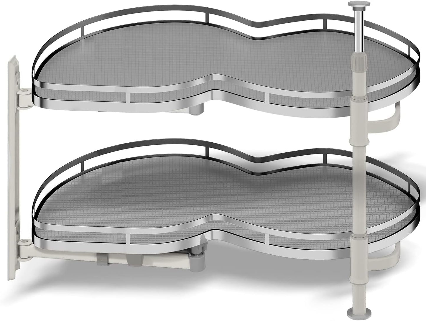 Blind Corner Cabinet Pull Out Organizer, Soft Close Swing Right Pull Out Cabinet Organizer 36inch, Corner Cabinet Lazy Susan for Corner Cabinet Blind Shelf, 2 Tiers Tray, Adjustable Height