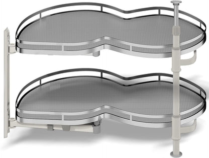Blind Corner Cabinet Pull Out Organizer, Soft Close Swing Right Pull Out Cabinet Organizer 36inch, Corner Cabinet Lazy Susan for Corner Cabinet Blind Shelf, 2 Tiers Tray, Adjustable Height