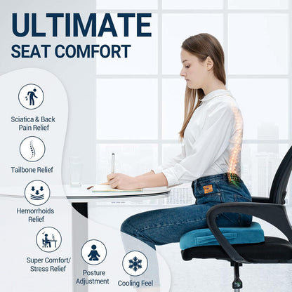Season Guard Gel Memory Foam Seat Cushion for Tailbone Pain Relief, Black