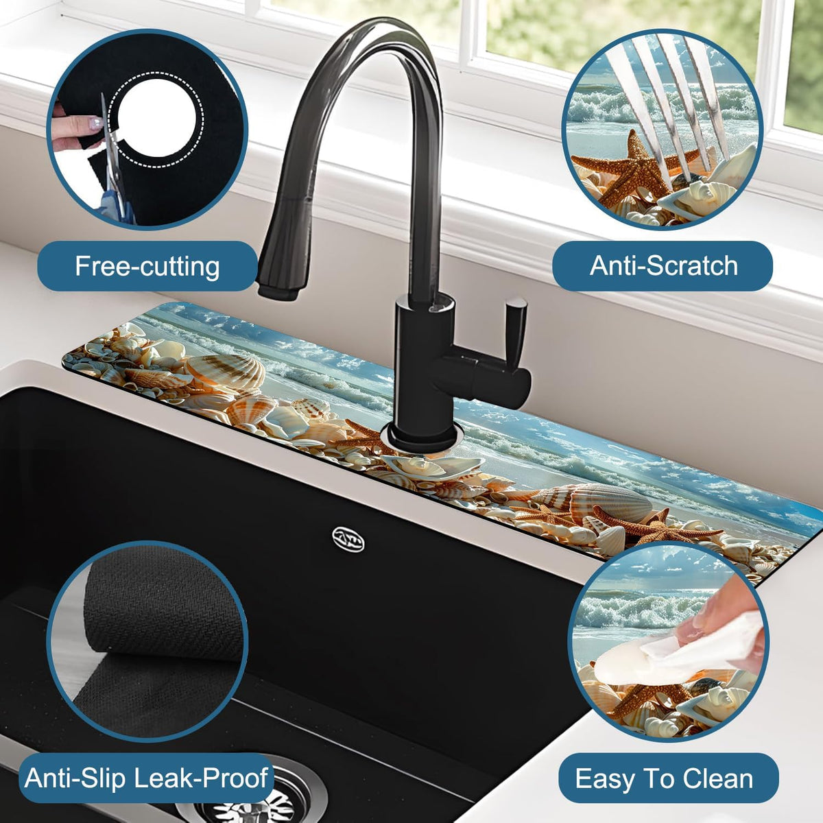 Faucet Mat for Kitchen Sink Absorbent Splash Guard Bathroom 23.5"X5.5"