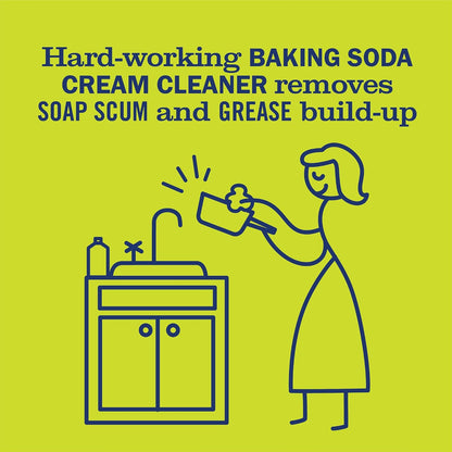 MRS. MEYER'S CLEAN DAY Baking Soda Cream Cleaner, Lemon Verbena, 16 fl oz | Freshens Kitchen, Removes Soap Scum and Grease, For Use on Sinks, Stovetops, Pots, & Pans