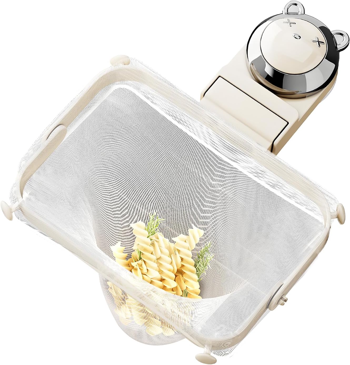 Kitchen Sink Strainer with Filter Mesh Bag, Food Waste Filter Basket, Suction Cup Folding Washing Vegetables and Fruits Drying Bag Holder