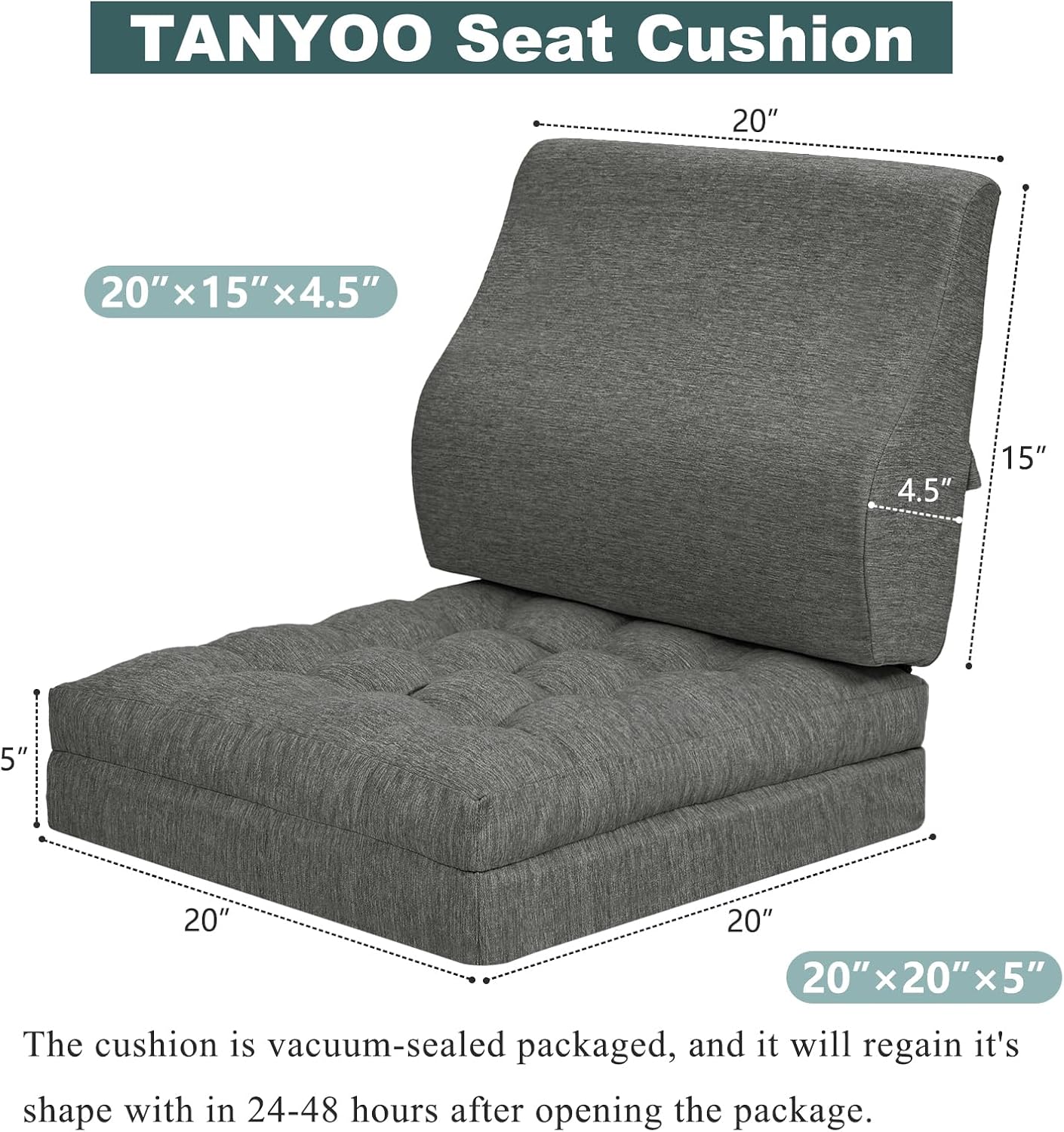 baibu Memory Foam Recliner Cushions with Lumbar Support Pillow Set for Elderly, 20x20x5 Inch Dual-Layer Design Non-Slip Recliner Seat Cushion & Back Support Pillow for Reduce Hip & Lumbar Pain, Brown