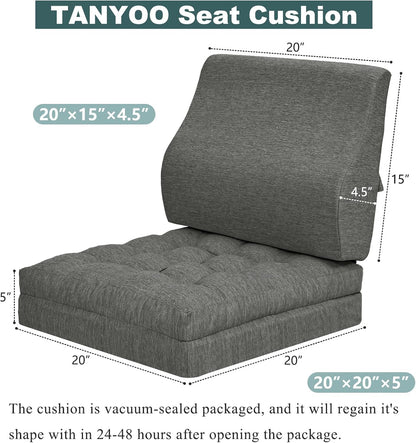 baibu Memory Foam Recliner Cushions with Lumbar Support Pillow Set for Elderly, 20x20x5 Inch Dual-Layer Design Non-Slip Recliner Seat Cushion & Back Support Pillow for Reduce Hip & Lumbar Pain, Brown