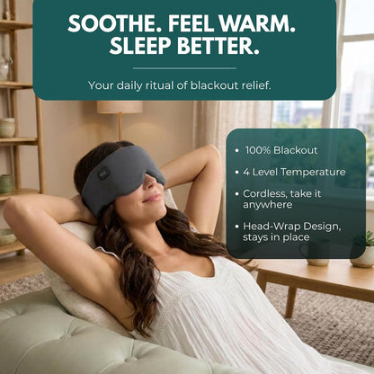 Heated Eye Mask – Cordless Electric Warm Eye Compress for Dry Eyes, Stye & Eye Strain Relief – 4 Heat Settings, Rechargeable, Light-Blocking, Blackout, Washable Cover (Ocean Stone)