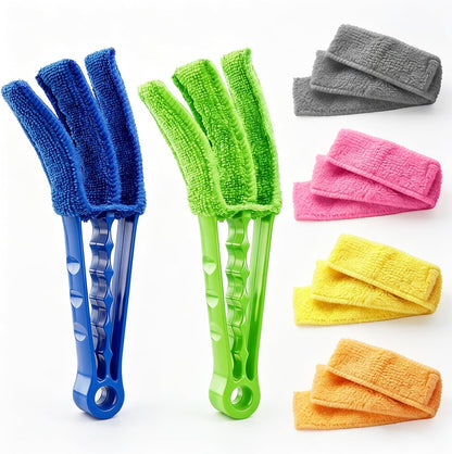 Window Blind Cleaner Duster Brush, 2 Pack with 6 Reusable Microfiber Sleeves for Venetian Blinds, Cleaning Tools for Window Blinds, Air Conditioner Vents, Fans, Car Vent