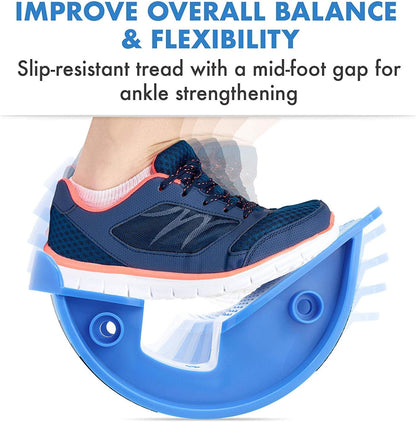 Lumia Wellness Foot Rocker with Massage Ball - Calf Stretcher for Plantar Fasciitis, Achilles Tendonitis, Shin Splints, Heel, Feet Pain Relief - Ankle Wedge Stretches Strained Leg Muscle