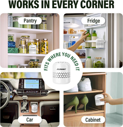 Fridge Deodorizer, Lasts Up to 10 Years, Stainless Steel, Gray | Unbox and place in fridge; refrigerator deodorizer, fridge odor eliminator, no refills, baking soda fridge alternative