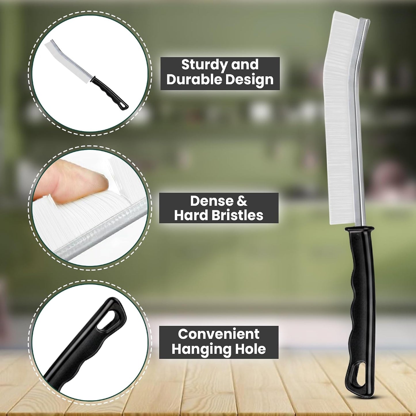 Crevice Cleaning Brush Set – 3Pcs Hard Bristle Cleaning Tools for Grout, Tile Floors, Gaps & Narrow Spaces – Small Grout Scrub Brush for Cleaning Bathroom, Shower, Window Tracks, Kitchen | Grout Scrub Brush for Tile Floors, Bathroom, Shower, Window