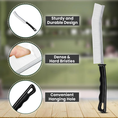 Crevice Cleaning Brush Set – 3Pcs Hard Bristle Cleaning Tools for Grout, Tile Floors, Gaps & Narrow Spaces – Small Grout Scrub Brush for Cleaning Bathroom, Shower, Window Tracks, Kitchen | Grout Scrub Brush for Tile Floors, Bathroom, Shower, Window