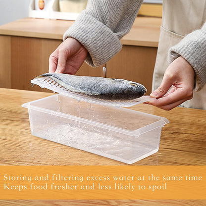 Nsmykhg Food Storage Containers, 6 Pack Fridge Organizer Case with Removable Drain Plate, Produce Containers to Keep Fruits, Vegetables, Meat, Fish Fresh and Dry