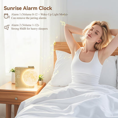 RETEYUNG Sunrise Alarm Clocks Sound Machine Moon Lamp for bedrooms