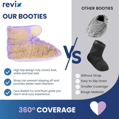 REVIX Microwavable Foot Warmers, Heated Booties for Cold Feet, Purple L