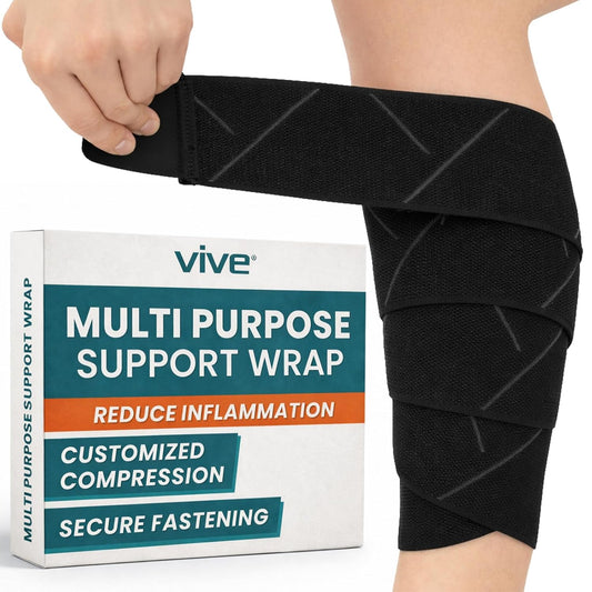 Vive Elastic Knee Wrap - Ankle, Foot, Calf & Wrist Support for Pain Relief